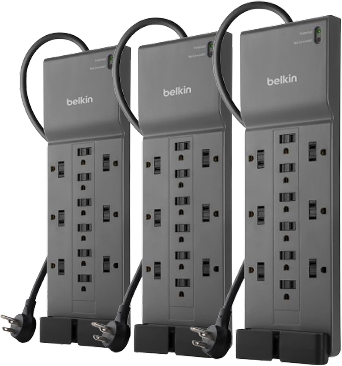 Belkin 12-Outlet Surge Protector Power Strip - Heavy-Duty 8ft Flat Plug | 3,940 Joules for Home & Office