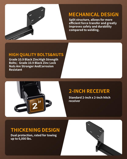 TULALUX 2" Receiver Trailer Hitch for 2010–2019 Subaru Outback Wagon (Except Sport) | Class 3 Tow Hitch | 4,000 lbs Towing Capacity
