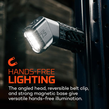 NEBO Paradigm Spotlight | Rechargeable 7500 Lumens Flashlight, Powerful Magnetic Base, Digital Display, Ergonomic Angled Grip, IPX6 Water-Resistant, Removable Belt Clip