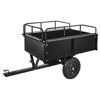 750 LBS Utility Trailer, 15 Cu.Ft Heavy Duty Steel Dump Cart Garden Trailer, with Removable Sides, Hand Pull & Foot Pedal Wagon for ATV, UTV, Lawn Mower, Tractor, Multipurpose Yard Trailer, Black