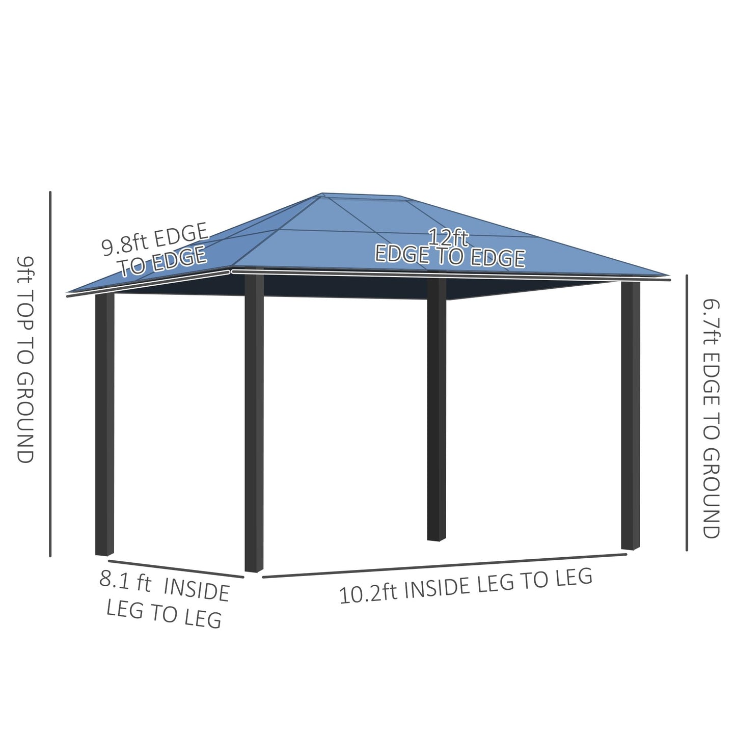 Outsunny 10' x 12' Hardtop Gazebo Canopy with Polycarbonate Roof, Aluminum Frame, Permanent Pavilion Outdoor Gazebo with Netting, for Patio, Garden, Backyard, Deck, Lawn, Black, Beige