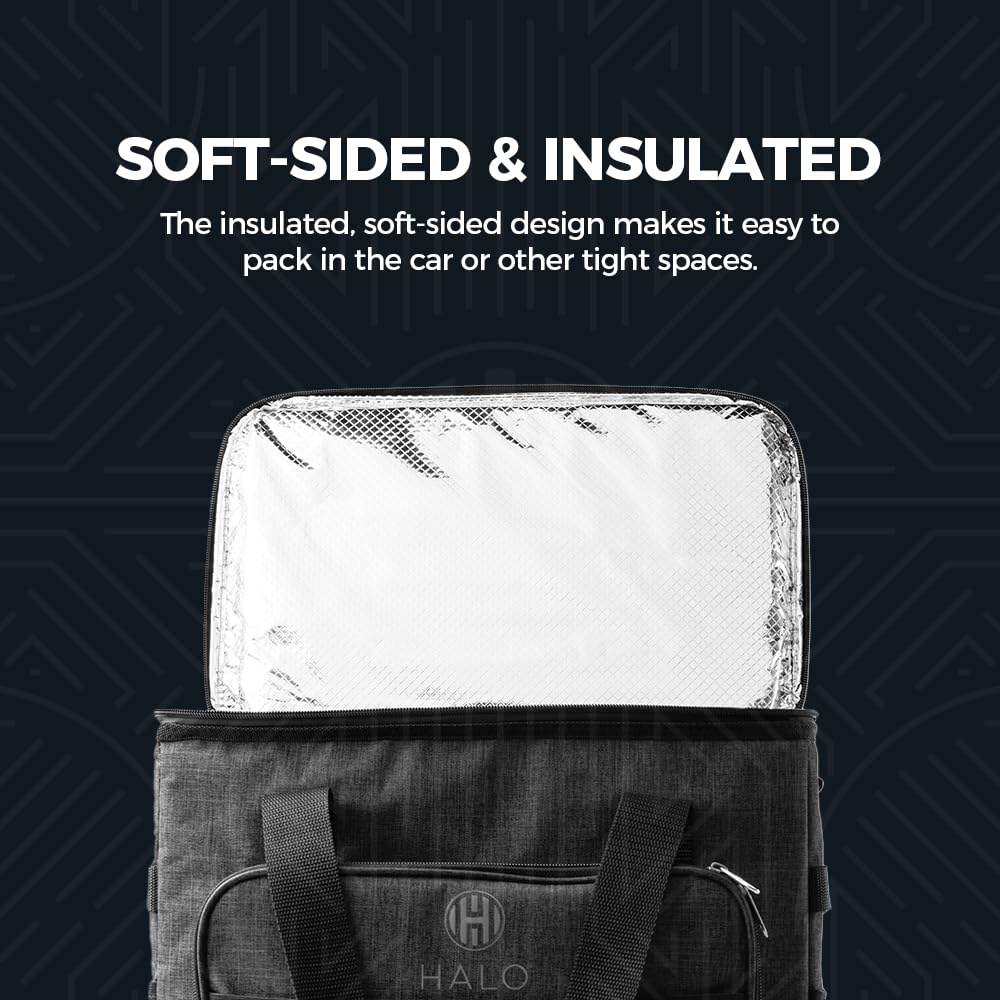 Halo 28L Hybrid Cooler & Warmer Bag | Electric Travel Cooler, Collapsible for Easy Storage, Keep Drinks Cold & Food Warm, Ice Free Cooling, Includes Shoulder Strap, DC Power Cord & AC Adapter — Green