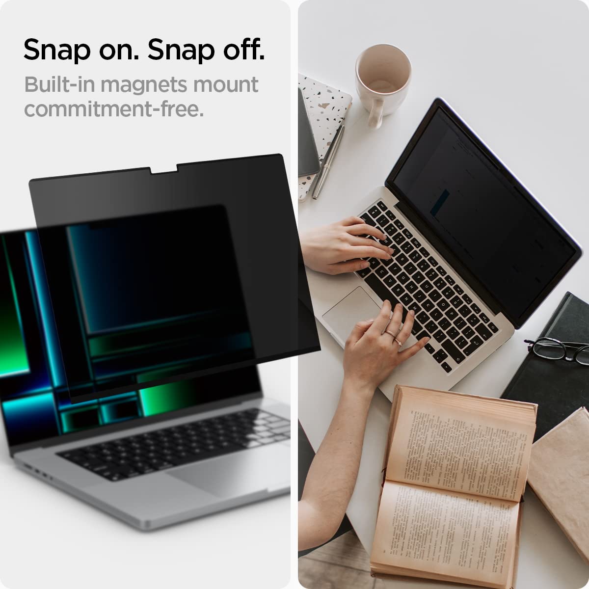Spigen Privacy Filter Screen Protector [SafeView] designed for MacBook Pro 14 inch (M4 / M4 Pro / M4 Pro Max / M3 series / M2 series / M1 series)