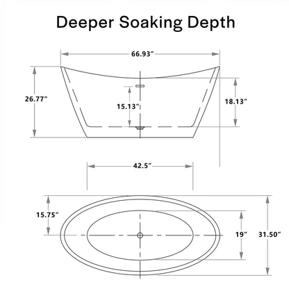 Empava EMPV-FT1518 67" Acrylic Freestanding Bathtub