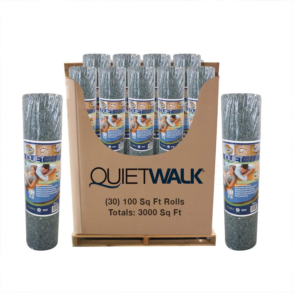 QuietWalk Pallet Laminate and Floating Wood Flooring Underlayment with Attached Vapor Barrier- Sound Reduction, Compression Resistant, Moisture Protection Covers 3000 sq ft-30 Rolls@100sf QW100B1LTPLT