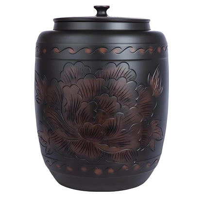 BDKNBHG Ceramics Rice Jar - Ceramic Rice Dispenser Container Large Food Storage Canister, Dispenser with Airtight Lid Grain Containers Bucket