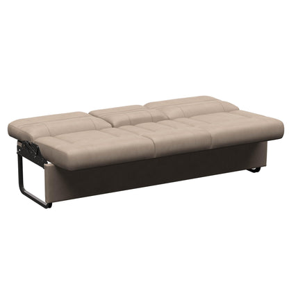 Thomas Payne Signature 72" Driftwood RV Jackknife Sleeper Sofa with Matching Kickboard, Easy Transition, High-Density Foam Cushioning, Fold-Down Center, Dual Cupholders - 2024044413