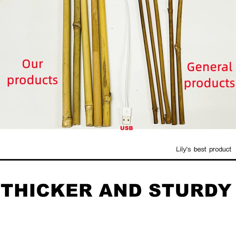 50 Pack 5ft Bamboo Plant Stakes for Wood Garden Sticks，Wooden Plant Supports，Bamboos，Bamboo Trellis，Crafts, More Size Choices 8"/12"/16"//2'/3'/4'/5'/6'