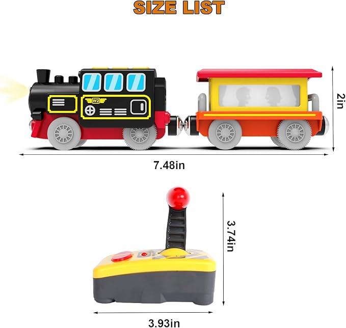 Battery Operated Locomotive Train Toy for Wood Tracks Remote Control Vehicles for Boy ToddlersCompatible with Thomas Brio Chuggington