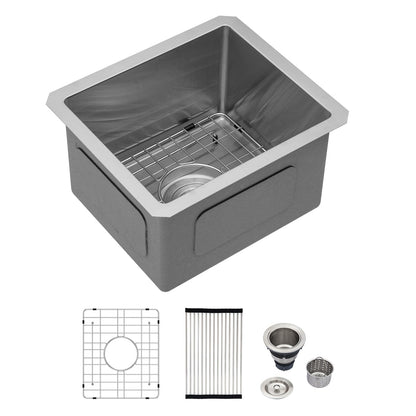 Logmey 13x15 Undermount Bar Sink,16 Gauge Heavy-Duty Stainless Steel Handmade Small Kitchen Sink,Scratch-resistant,Easy Clean,13x15x9 Single Bowl Utility Sink for RV & Prep Station