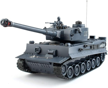 BEAURE Rc Tanks1:28 WW2 German Tiger Army Tank Toys for Boys9 Channels Remote Control Vehicles with Sound and LightRC Military Toys for Kids Boys Girls(Gray)