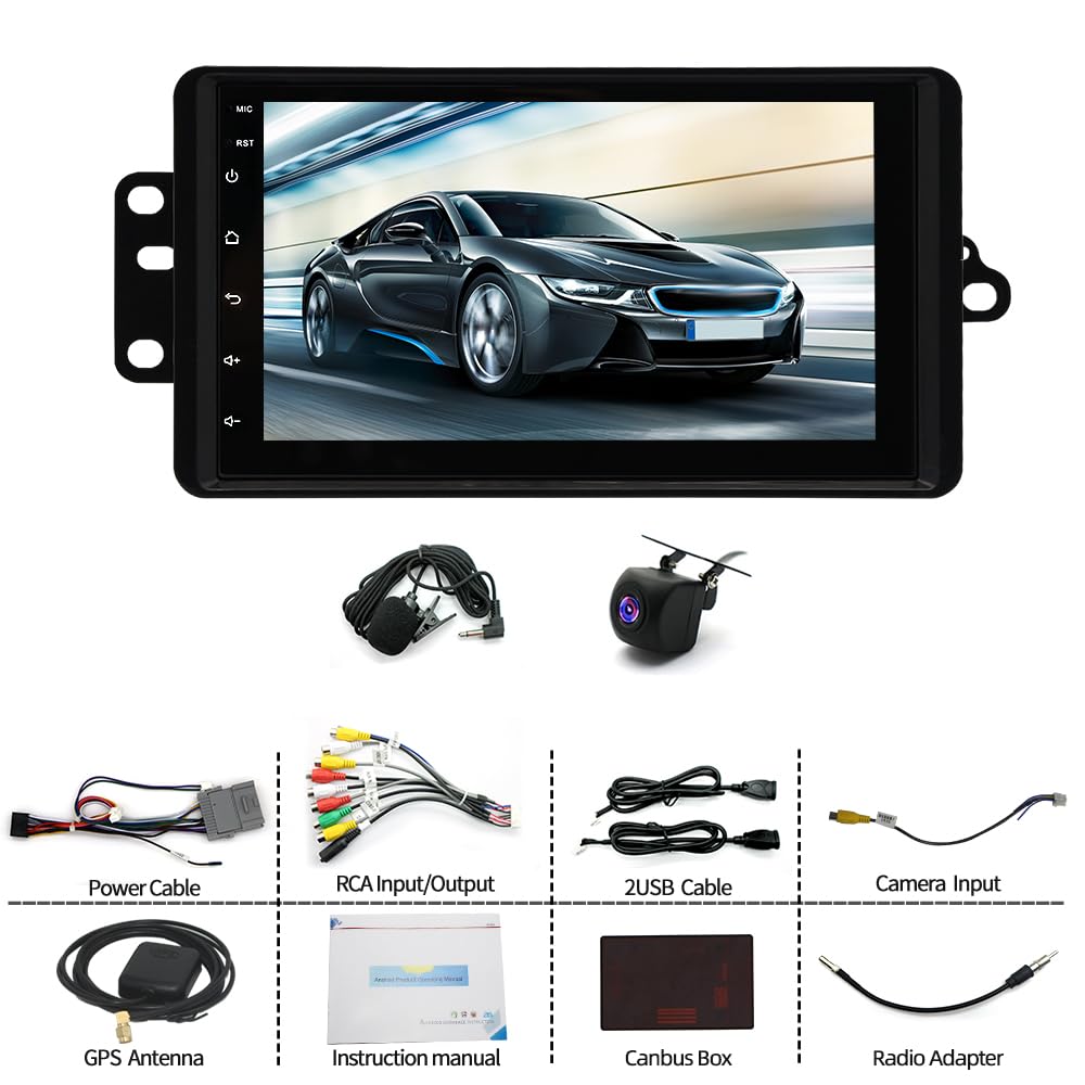 Slakerbe Android 14 Double Din Car Stereo Radio for Chevy Classic 2004-2007 Silverado Classic 2007,7" Touchscreen Wireless Carplay Android Auto GPS WiFi Bluetooth RDS SWC Mirrorlink Mic Backup Camera