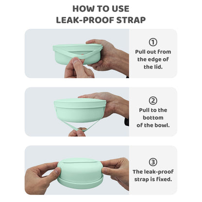 DGitaor Silicone Food Storage Containers Bowl, Set of 3 Reusable Silicone Bento Lunch Box Containers with Lids (17oz, 25oz, 42oz) Dishwasher, Microwave and Freezer Safe Mint Green