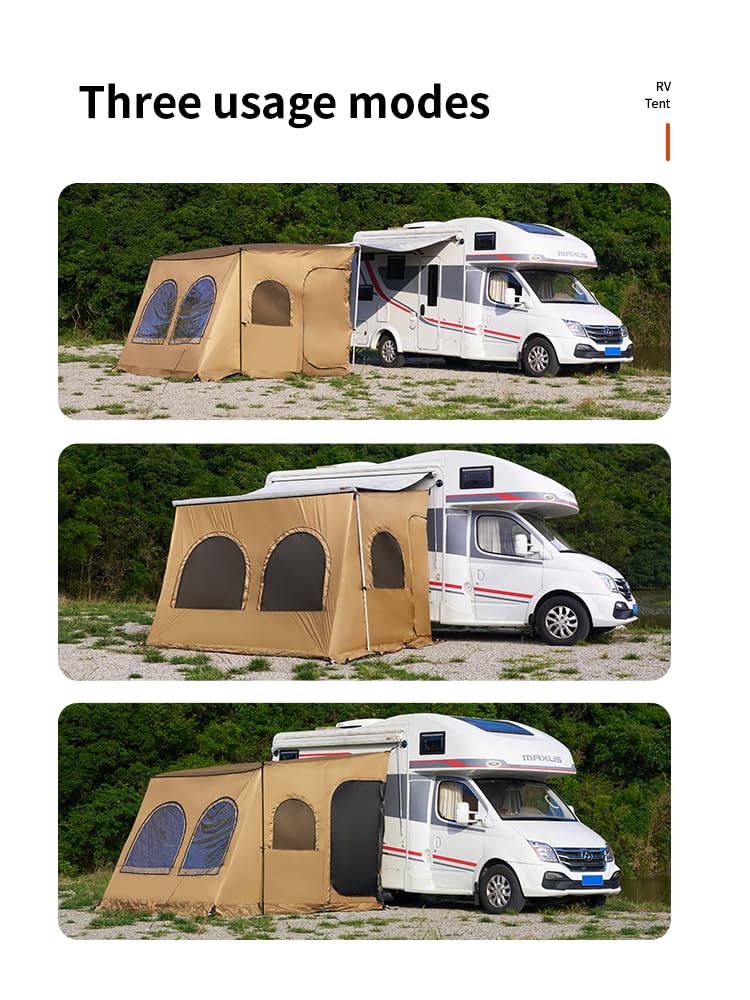 RV Awning Screen, Camper Awning Screen Room for Travel Trailer, RV Awning Tent, Sun Shade Screen for Fiamma, Thule & Dometic Awnings, Polyester Fabric, Sunproof, Windproof, Waterproof, 11.48 ft