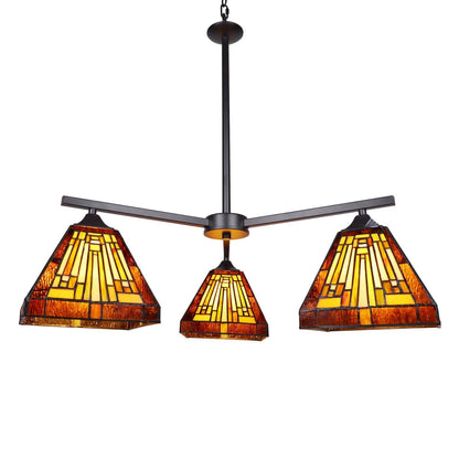 Chloe Lighting Innes Tiffany-Style Mini Chandelier, 3 Lights, Multicolor, 27in Wide, Blackish Bronze, Model CH33359MR27-EE3