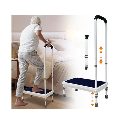 Bedside Step Stool with Handle for High Beds, 400lb Heavy Duty Bed Steps for Seniors & Adults, Non-Slip Wide Platform Medical Stepping Stool with Padded Handrail, SUV & Bathroom Assist (21.65-Stool)