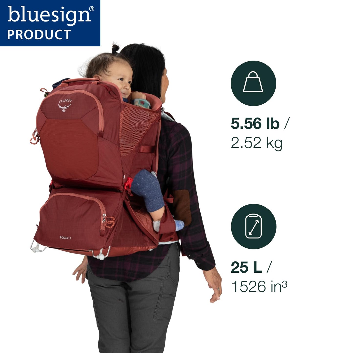 Osprey Poco LT Lightweight Child Carrier Backpack - Compact, Travel-Ready with Sunshade and Adjustable Fit - Lightweight, Comfortable Hiking for Toddlers, Tan Concrete