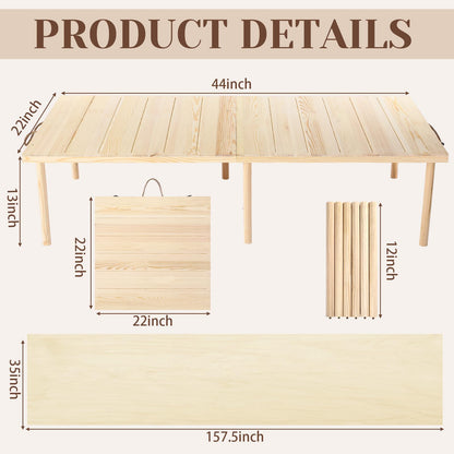 Novabright Boho Picnic Kit 22'' x 44'' Folding Picnic Table 91" x 71" Extra Large Outdoor Boho Blanket with Beige Table Runner and 6 Napkins for Camping Wedding Birthday Baby Shower Party Decor