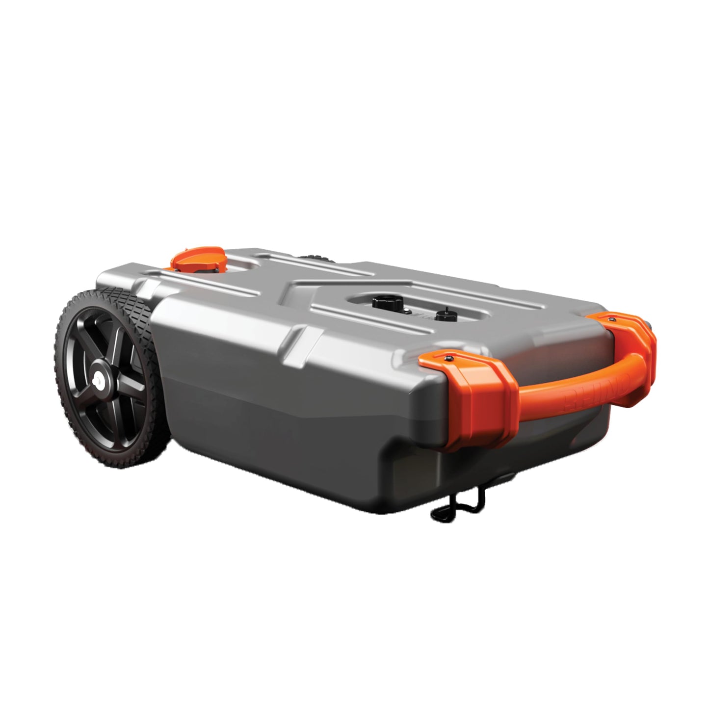Camco Rhino 15-Gallon Portable RV Tote Tank - Features Large Heavy-Duty No-Flat Wheels & Low Drain Hole - Includes Removable Steel Tow Adapter, 3’ Sewer Hose & More RV Accessories (39000)
