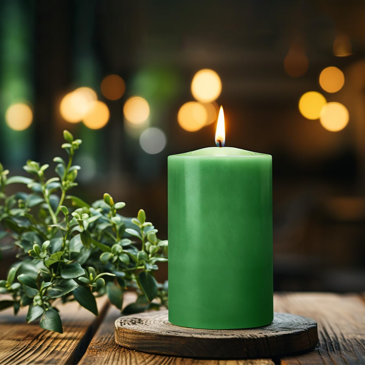 12 Pack 2x3 Hand Poured Dripless Pillar Candles, Green Soy Candles