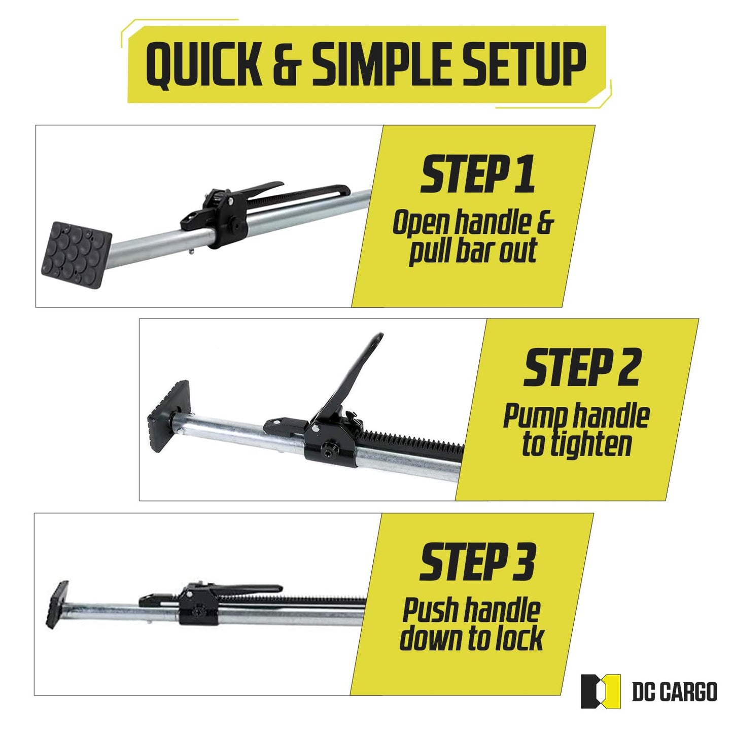 DC Cargo Mall Heavy-Duty Adjustable Load Lock Bars for Trailers - Pack of 4 - Truck Cargo Bars - Load Bars for Enclosed Vans and Reefers - 89-104 Inches Long Steel Ratcheting Cargo Bar