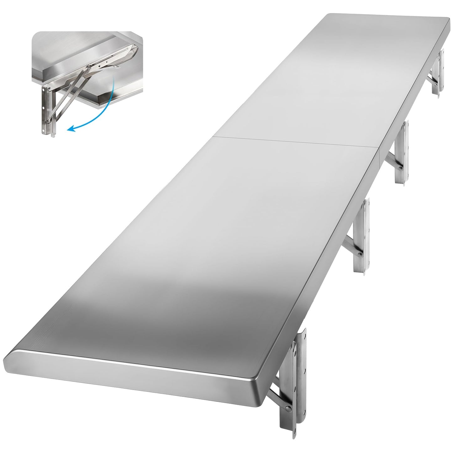 Toriexon Concession Shelf Drop Down 18" x 72", Spliced Style Folding Concession Stand Shelf Commercial Grade Stainless Steel, Foldable Concession Shelves for Snack Bar, Food Cart, Movie Theater