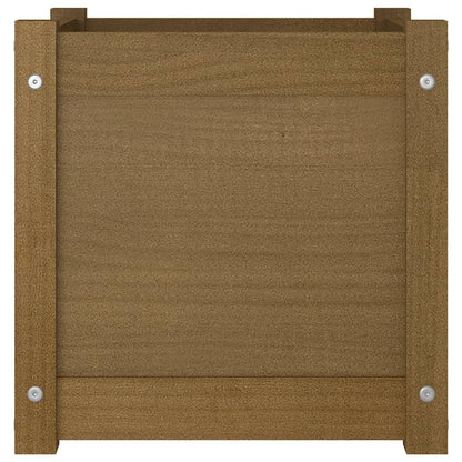 ZXQVLMRS Square Garden Planter Box, 15.7 Inch Solid Pinewood Flower Pot for Outdoor Patio, Backyard, Deck, and Indoor Home Decor, Honey Brown Stained Finish