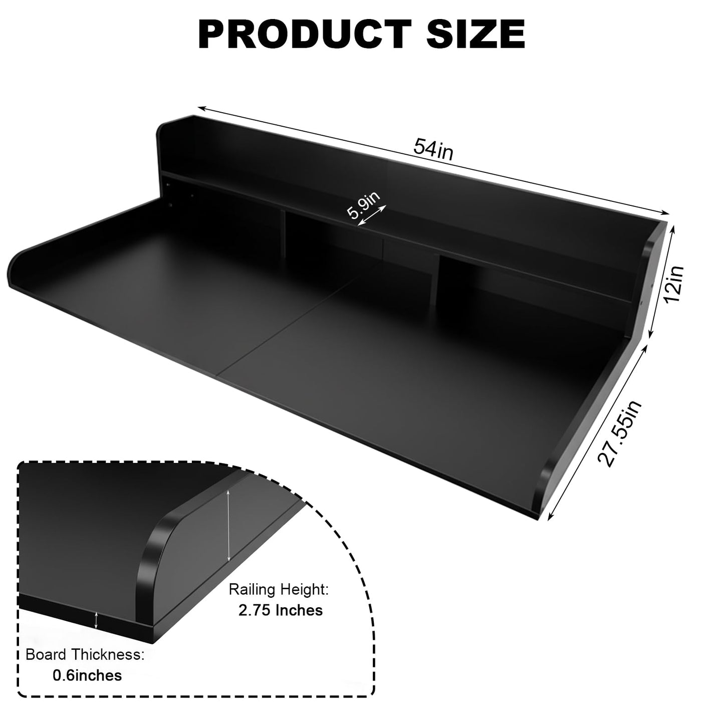 HMAZAE Washer Dryer Countertop with Shelf, 2-Tier Laundry Countertop Over Washer and Dryer, 54" x 27.55" Wooden Table for Folding Clothes for Laundry Room Organization and Storage (Black)