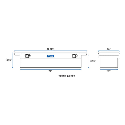 UWS EC10603 72-Inch Matte Black Heavy-Wall Aluminum Truck Tool Box with Low Profile, RigidCore Lid