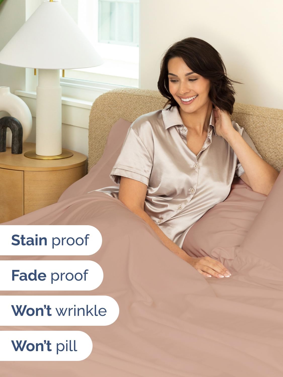 Skiennix Extra Deep Cal King Sheet Set | 6-Piece Breathable Cooling Bedding - Soft, Wrinkle-Free, Mauve