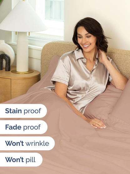 Skiennix Extra Deep Cal King Sheet Set | 6-Piece Breathable Cooling Bedding - Soft, Wrinkle-Free, Mauve