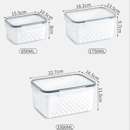 Skiennix Food Storage Containers - 4-in-1 Multipurpose with Removable Colander | Transparent Plastic (Gray, M+L)