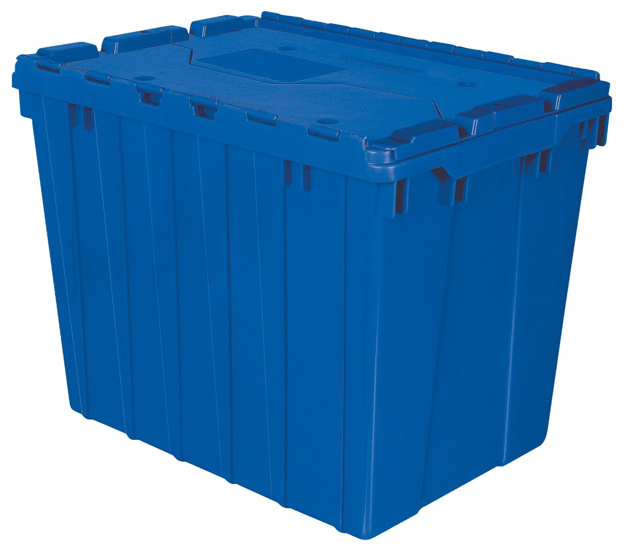 Akro-Mils 39170 Industrial Plastic Storage Tote with Hinged Attached Lid, (21-Inch L by 15-Inch W by 17-Inch H), Blue, (3-Pack)