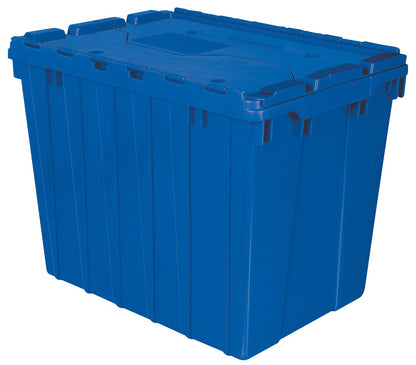 Akro-Mils 39170 Industrial Plastic Storage Tote with Hinged Attached Lid, (21-Inch L by 15-Inch W by 17-Inch H), Blue, (3-Pack)