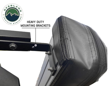 Overland Vehicle Systems HD Nomadic Car Side Shower Room with Black 1000G PVC Travel Cover, Universal L - Brackets, Dark Grey Body with Silver Inner Lining