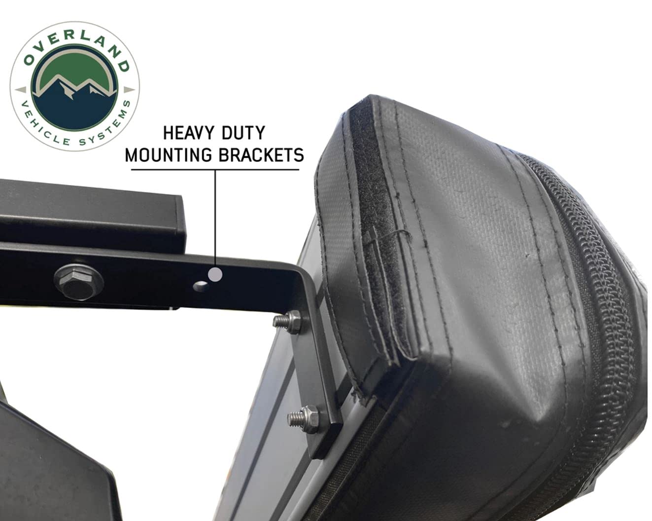 Overland Vehicle Systems HD Nomadic Car Side Shower Room with Black 1000G PVC Travel Cover, Universal L - Brackets, Dark Grey Body with Silver Inner Lining