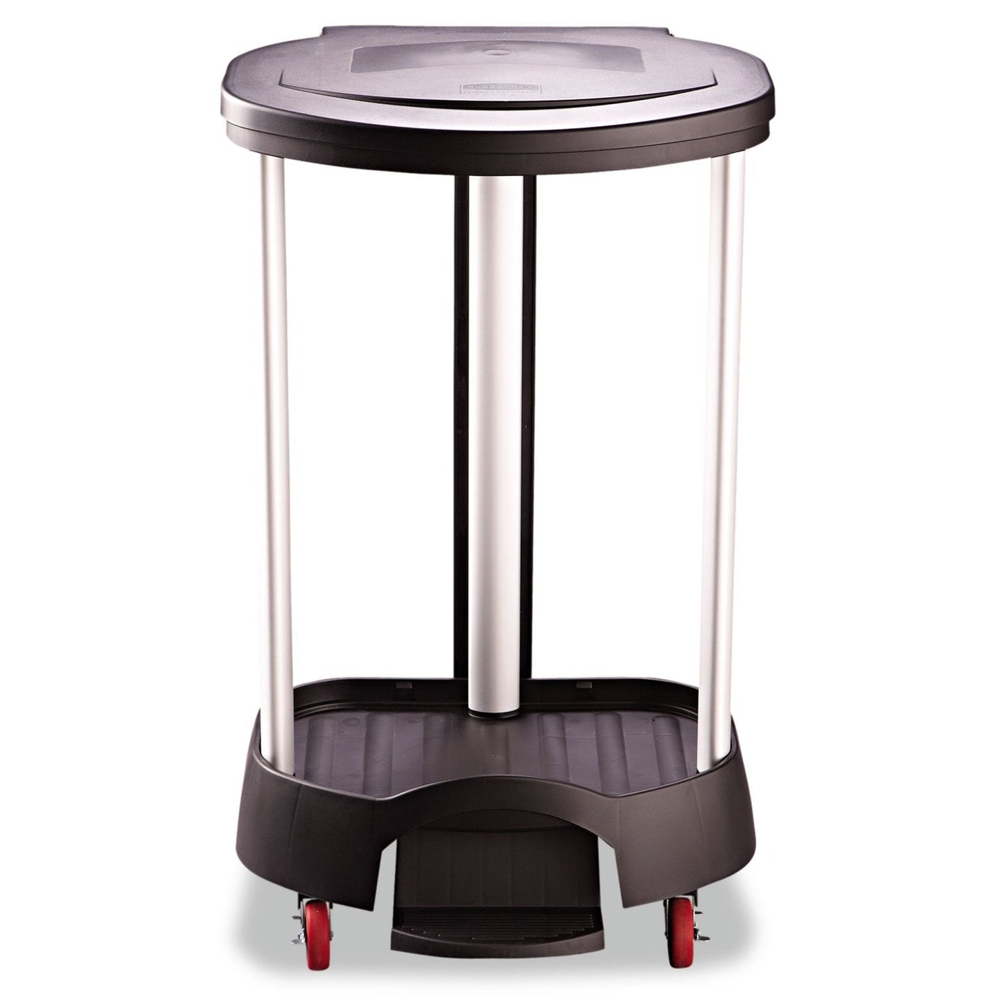 Rubbermaid Commercial Executive Series Step-On Linen Hamper/Laundry Basket with Front Locking Casters, 30 Gallon, Black, Hands Free Lid, for Hospitals/Medical Labs/Commercial Facilities