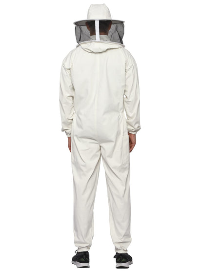 BEEATTIRE Professional Bee Suit With Round Hood Veil- Thick Cotton Bee Suit Sting-less Protection Pro Beekeeper Suit Bee Keeper Suite Trajes De Apicultura Beekeeping Coverall With Bee Gloves 3XL