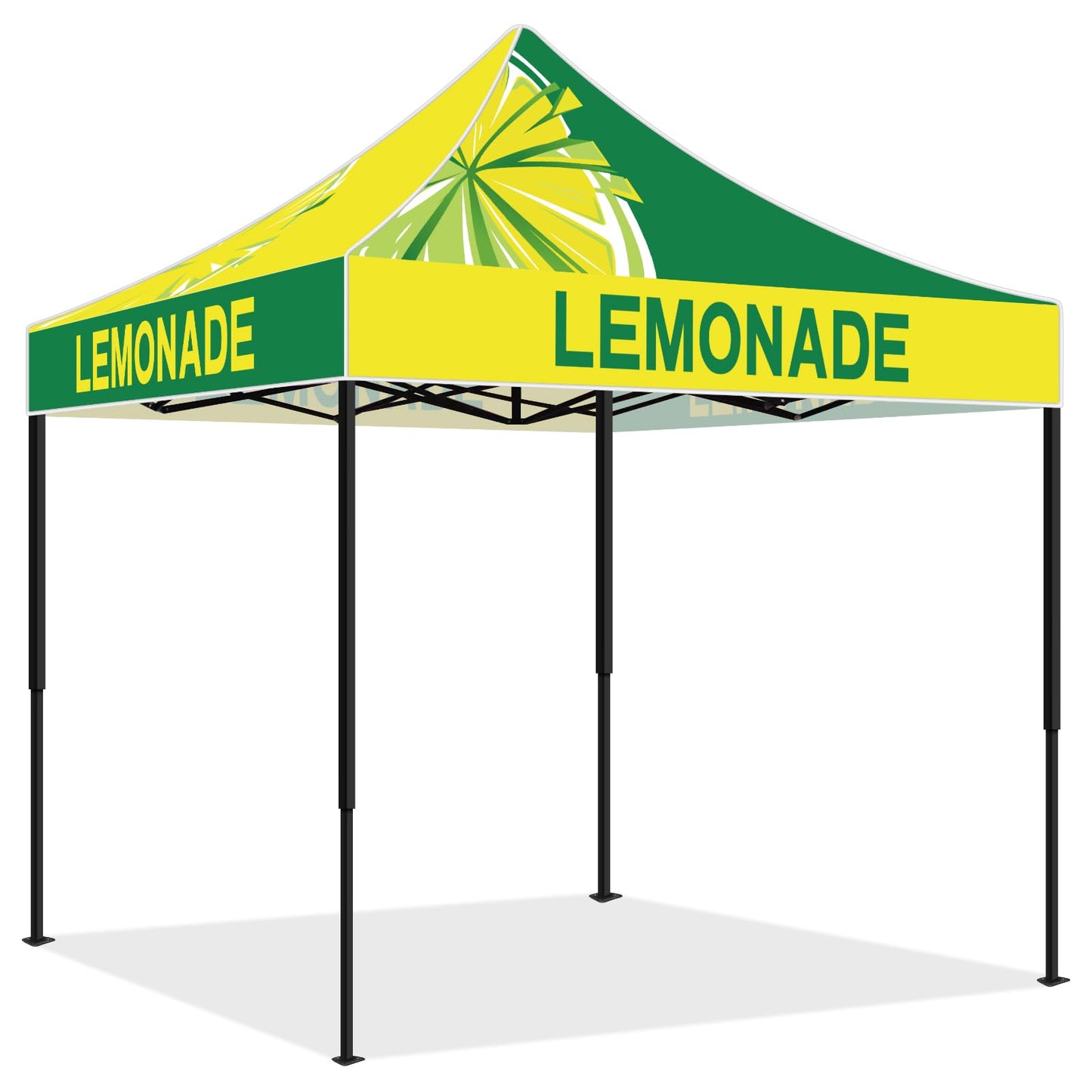 Oudain 10x10 Lemonade Themed Pop up Canopy Tent Commercial Canopy for Food Vendors Heavy Duty Pop up Shelter for Outdoor Catering Advertising Stand with Iron Frame and Silver Coated Fabric