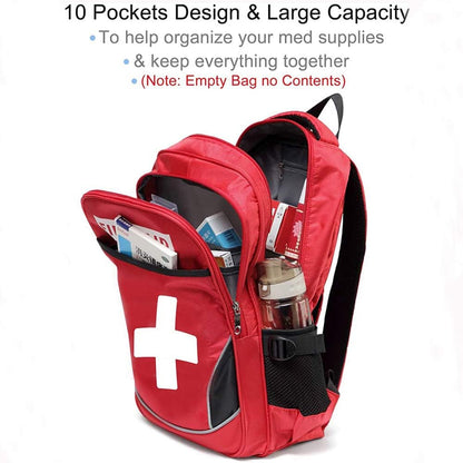 Camoredy First Aid Bag Empty Red Emergency Medical Bag First Responder Trauma Multi-Pocket Traveling Field Trips Camping Essentials (Red, Pack of 10)