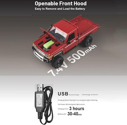 1:12 Scale Trucks MN82 RC Rock Crawler 2.4Ghz Toyota Remote Control Truck 4WD 2 Speeds Switch RC Crawler Off-Road Pick-up Equipped with 2 Rechargeable Batteries (Red)