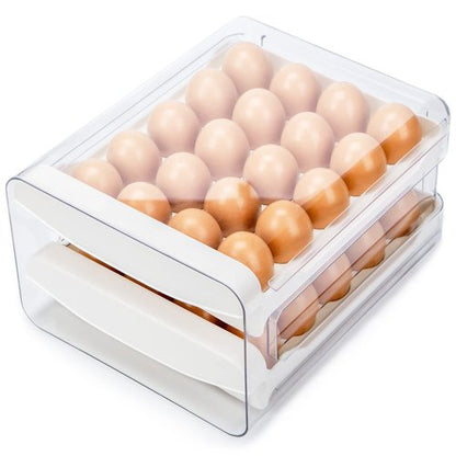 HANSGO Egg Drawer for Refrigerator, Double Layer Egg Holder Drawer Box Storage Container for Kitchen Fridge Organize, 40-Cavity