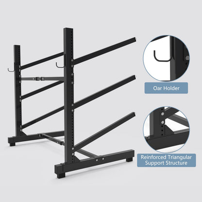 Freestanding Kayak Stand,One-Sided Kayak and Canoe Rack,Heavy Duty Adjustable Kayak Storage Rack,Sup Outdoor Storage Rack,Weatherproof Stand for Indoor, Garage, Shed, Dock Kayak Storage (3 Levels)