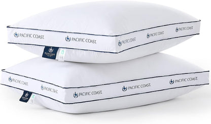 Pacific Coast Gusseted Pillows - Queen Size Set of 2 | Goose Feather & Down Luxury Bed Pillows for Side & Back Sleepers