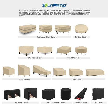 SunPatio Outdoor Chair Covers - Heavy Duty Waterproof Protection for Lounge Chairs | 34" W x 37" D x 36"/25" H, Beige (2 Pack)