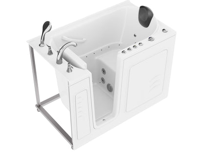 ANZZI Walk-In Tub, 30 x 53 in, Left Drain, 9 Whirlpool & 26 Air Jets, Inline Heater, Quick Fill & Fast Drain, ADA Seat, Ergonomic Headrest, Aromatherapy & Chromatherapy, 110 V, White
