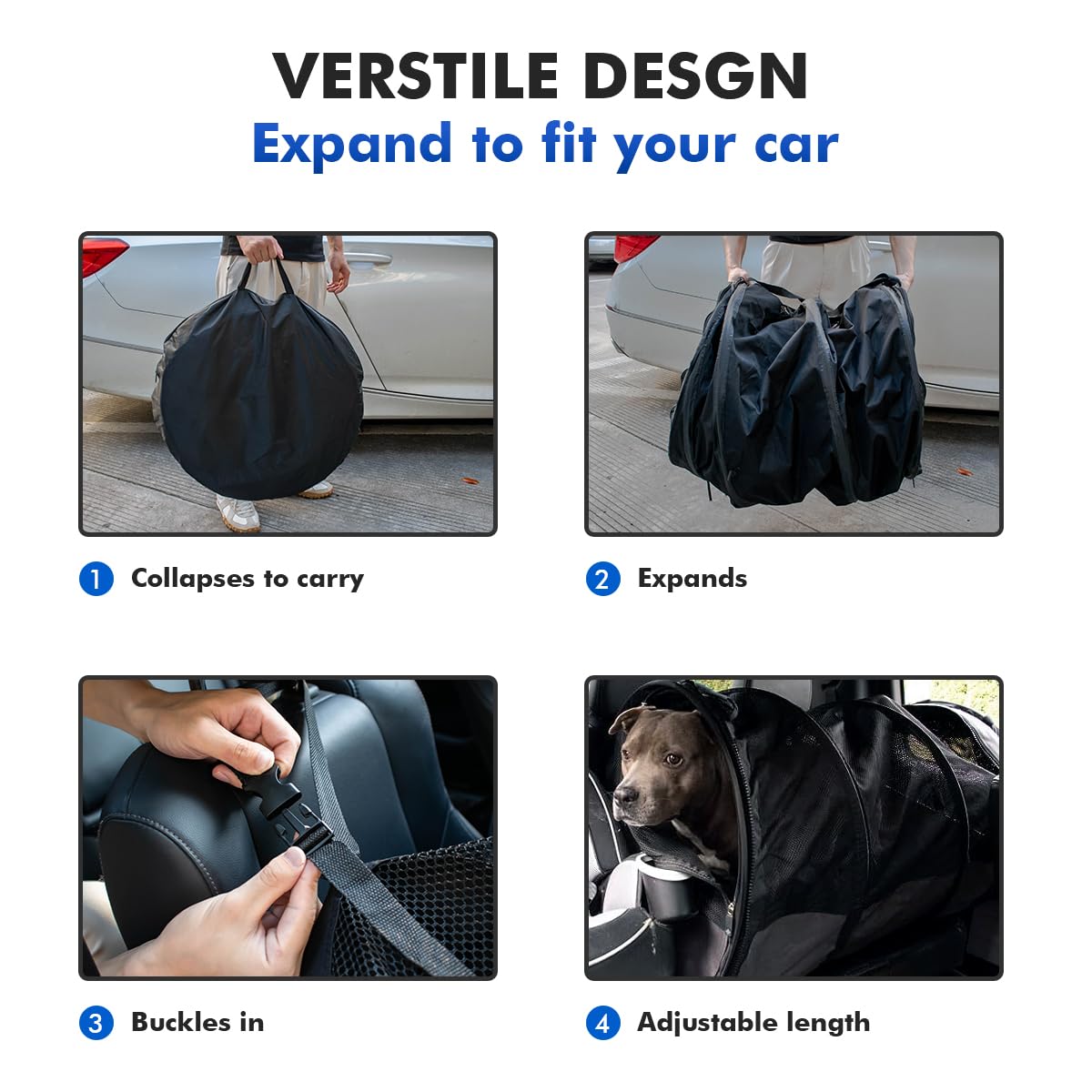 stryfull Pet Tube Soft Sied Dog Carries,Extra Long Cat Tunnel for Cars, Outsidet Enclosures Playpen Tunnel Catio for Long Distance Travel Road Trip