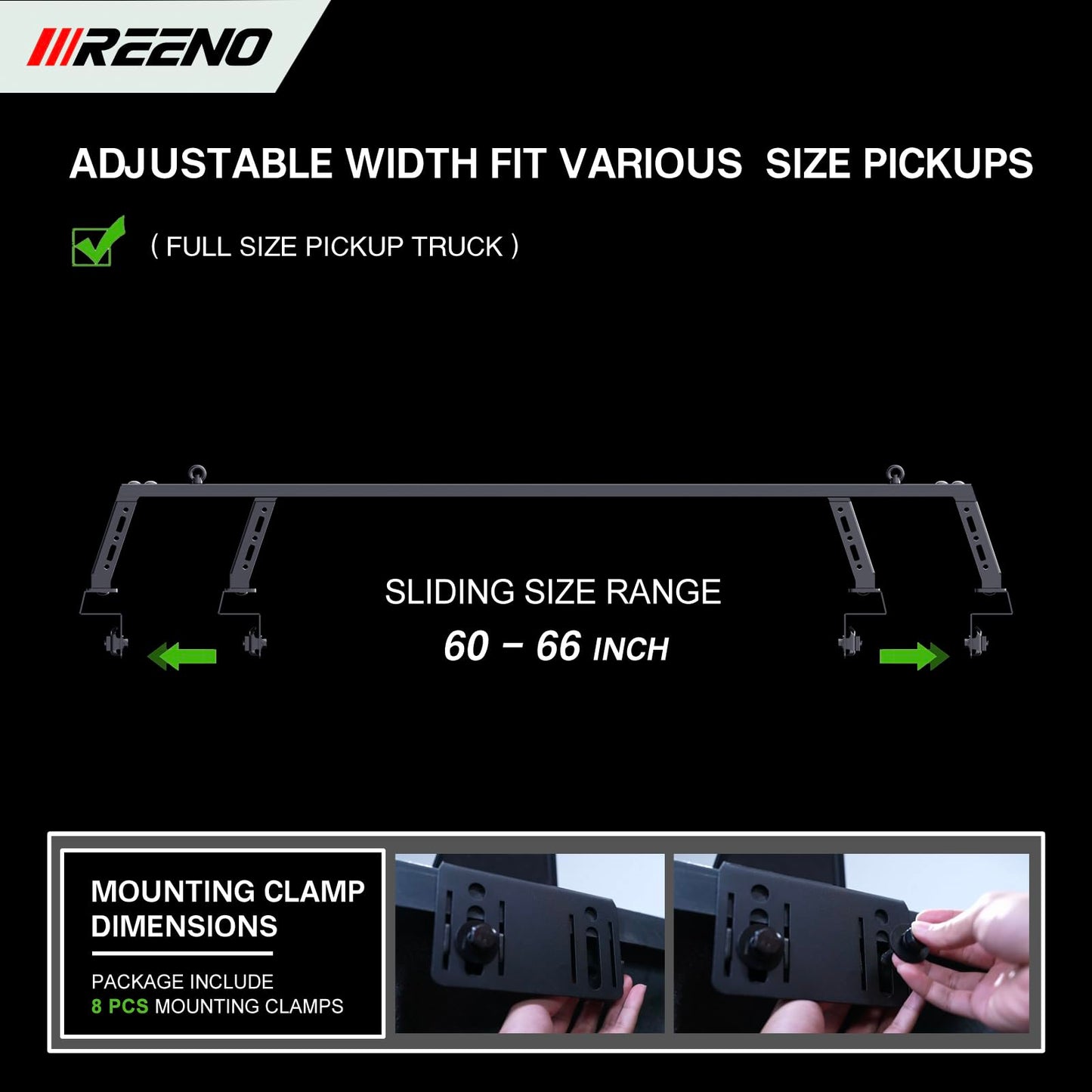 IIIREENO Overland Bed Rack/Bar for Full-Size Trucks/Overland Bed Rack Compatible with Retractable Hard Tonneau Cover, Soft Cover/No Drilling