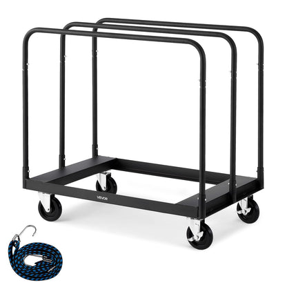 VEVOR Folding Table Cart, Heavy Duty Table Dolly 1800 lbs, Steel Panel Truck Cart with 5 inch Swivel Casters, Lumber Drywall Dolly with Straps for Party Events, Hotel, Factory, Warehouse