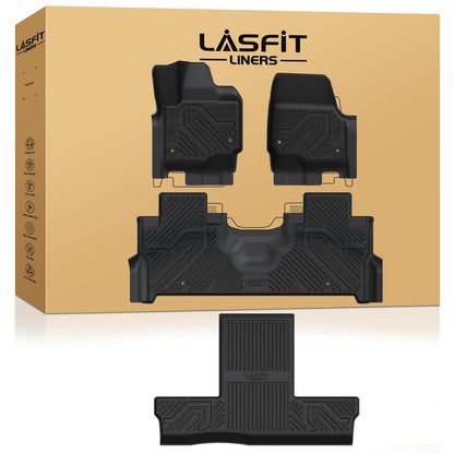 LASFIT Floor Mats for 2025 2026 2027 Ford Expedition 7 Seats Max(Not Fit 8 Seats Standard), All Weather Protector TPE Easy Clean Car Floor Liner, 1st & 2nd & 3rd Row, 4pcs Black